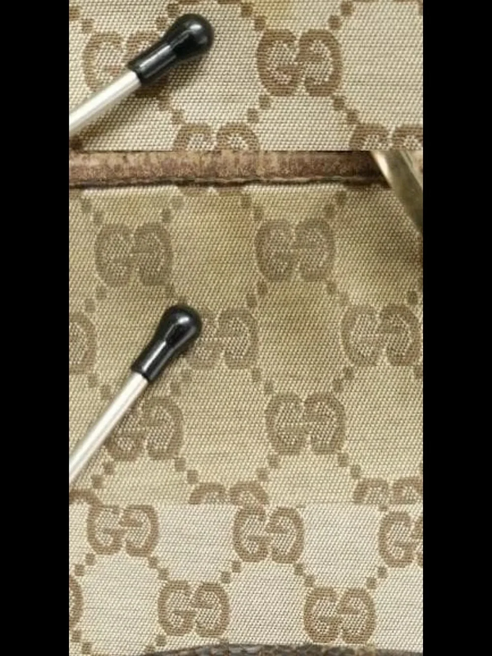 Gucci Beige GG Canvas Tote with Brown Trim
